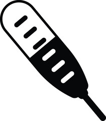 simple thermometer illustration with cross symbol, healthcare or medical black and white icon design