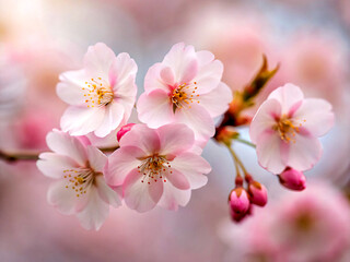 Fototapeta premium pink cherry blossom. flower, spring, blossom, tree, nature, cherry, flowers, branch, white, bloom, blooming, plant, beauty, apple, leaf, blossoms, macro, garden, bud, petal, closeup, close-up, sakura,