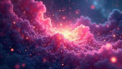 Ethereal glowing particles swirl in a mystical, vibrant nebula Perfect for fantasy backgrounds , glowing, purple, space