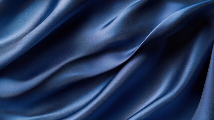 Fototapeta premium Close-up of smooth blue satin fabric with soft folds and shiny texture creating a calming and elegant visual effect
