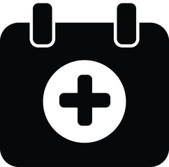 Fototapeta premium simple calendar illustration with cross symbol, healthcare or medical black and white icon design