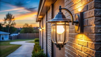 Outdoor Wall Light Fixture at Dusk,Soft Focus