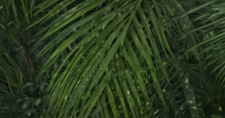 Intricate veins, lush green palm frond texture , palm leaf, illustration