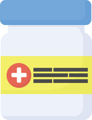colorful syrup medication illustration with cross symbol, healthcare icon design