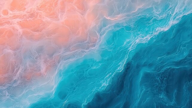 Abstract Fluid Acrylic Pour Painting with Pink and Blue Swirls