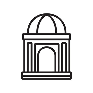recommend clip art: Black outline depicts a simple gazebo structure with a domed roof on white