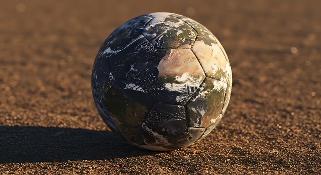 Soccer Ball with Earth Map Texture