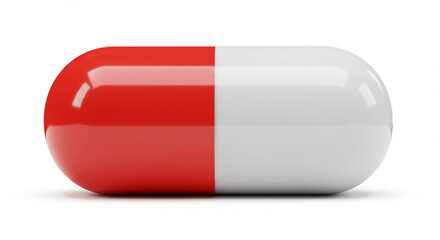 Red and white capsule representing healthcare and medicine