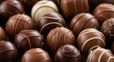 Naklejka premium Assorted chocolate truffles indulgence and decadence, with creamy texture and elegant decoration