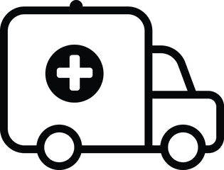 ambulance with cross symbol illustration, healthcare or medical outline icon design