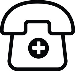 telephone with cross symbol illustration, healthcare or medical outline icon design