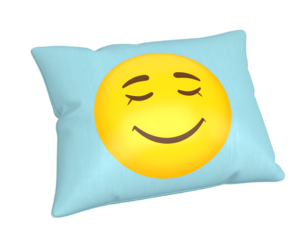 Light Blue Pillow With Smiling Emoji