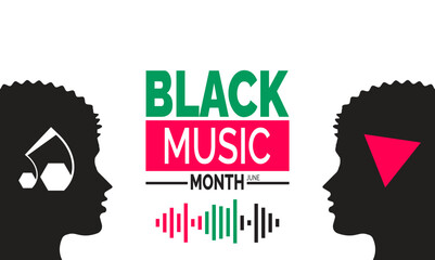 June is Black Music Month. Celebration Concept, Music Poster, Banners, Cards, Social Media Post or Black Music Background Design Inspiration Vector Illustration