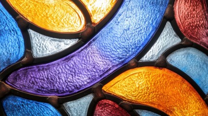 Abstract Swirling Stained Glass with Vibrant Colors