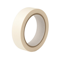 Close-up of beige masking tape roll on transparent background