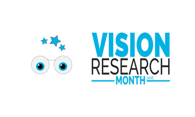 June is Vision Research Month.  Eye Health Awareness Poster, Promote Eye Health Banner, Social Media Post, Awareness Cards and  Vector Illustration Design Inspiration