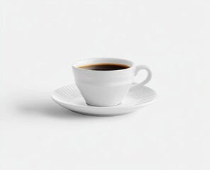 White ceramic coffee cup and saucer with dark coffee