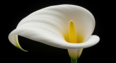 Elegant calla lily showcasing purity and grace against a stark black backdrop