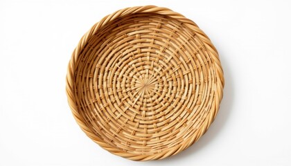 Fototapeta premium Handcrafted woven basket artisan workshop photo minimalistic setting top view traditional craftsmanship