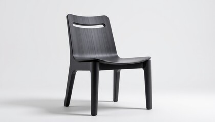 Obraz premium Minimalist black chair design modern home furniture showcase indoor space front view contemporary aesthetic