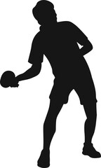 Silhouettes of Table Tennis Player Vector on White