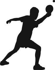 Silhouettes of Table Tennis Player Vector on White