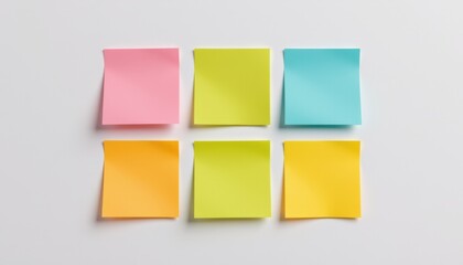 Fototapeta premium Creative workspace organization colorful sticky notes arrangement office setting image minimalist perspective productivity concept
