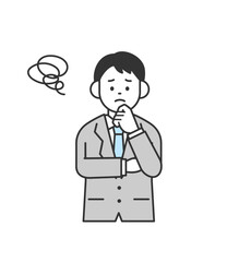 困っている若いビジネスマンのイラスト　ベクター
