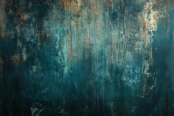 A dark, wooden wall with a grunge texture featuring shades of blue, green, and brown. The background is dark, and the image is detailed, photorealistic, and high in resolution and detail