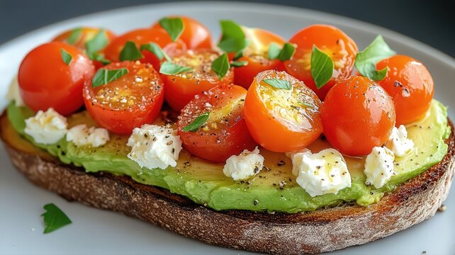 Avocado Toast with Cherry Tomatoes and Feta
