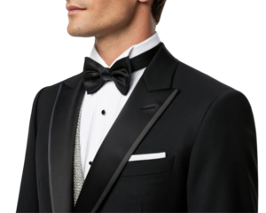 Elegant Man in Formal Tuxedo with Bowtie Against Transparent Background