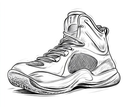 black and white basketball shoe sketch clip art preview