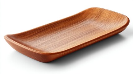 Mid-century modern retro furniture with functional. A rectangular wooden tray with curved edges, featuring a smooth, natural wood grain finish.