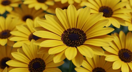 Radiant cluster of yellow daisy-like flowers capturing spring's sunny disposition
