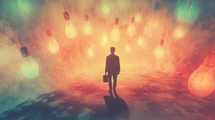 Businessperson In An Illuminated Setting
