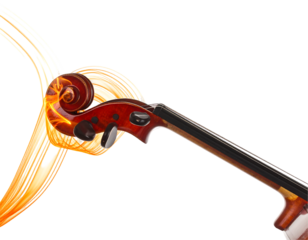 Abstract Violin with Orange Swirls