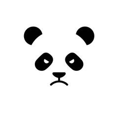 Sad Panda Face: Minimalist Black and White Vector Icon