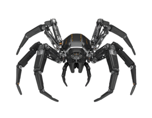 Mechanical Spider Robot Design With Orange Accents