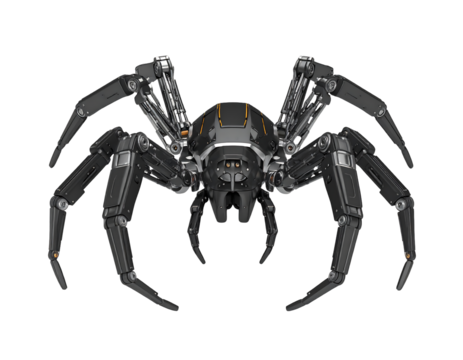 Mechanical Spider Robot Design With Orange Accents