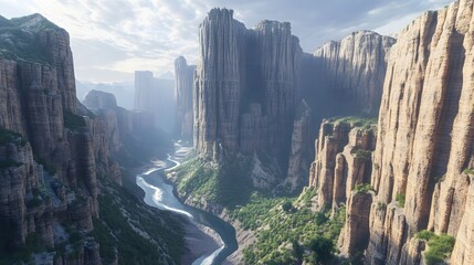A breathtaking vista of a sculpted canyon landscape.