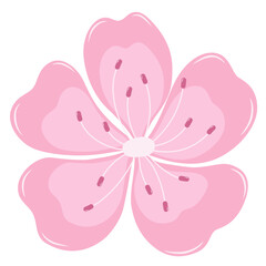 Cherry Blossom Flower. Flat and Simple Pink Sakura.
