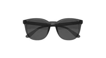 Pair of black sunglasses with polarized lenses isolated on transparent background