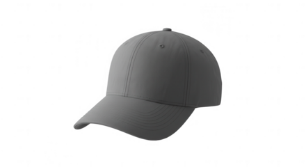 Single gray baseball cap with curved brim, visible stitching, and ventilation holes on transparent background