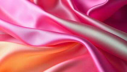 Obraz premium Flowing pink and orange silk fabric with soft luminous highlights and subtle texture