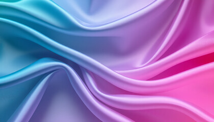 Obraz premium Flowing iridescent fabric with blue purple and pink hues