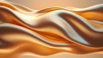 smooth and shiny flowing waves with golden and silver metallic textures creating a fluid and elegant abstract surface