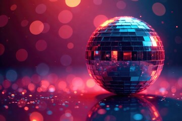 Close-up of a sparkling disco ball reflecting light , luxury, festive season
