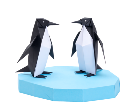 Origami Penguins on Ice Floe