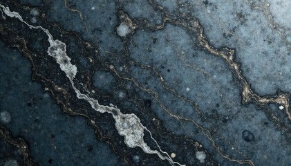 Close-up view of polished granite countertop, swirling grey and black veins , texture, luxury, material
