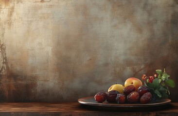 Fruit platter on rustic table